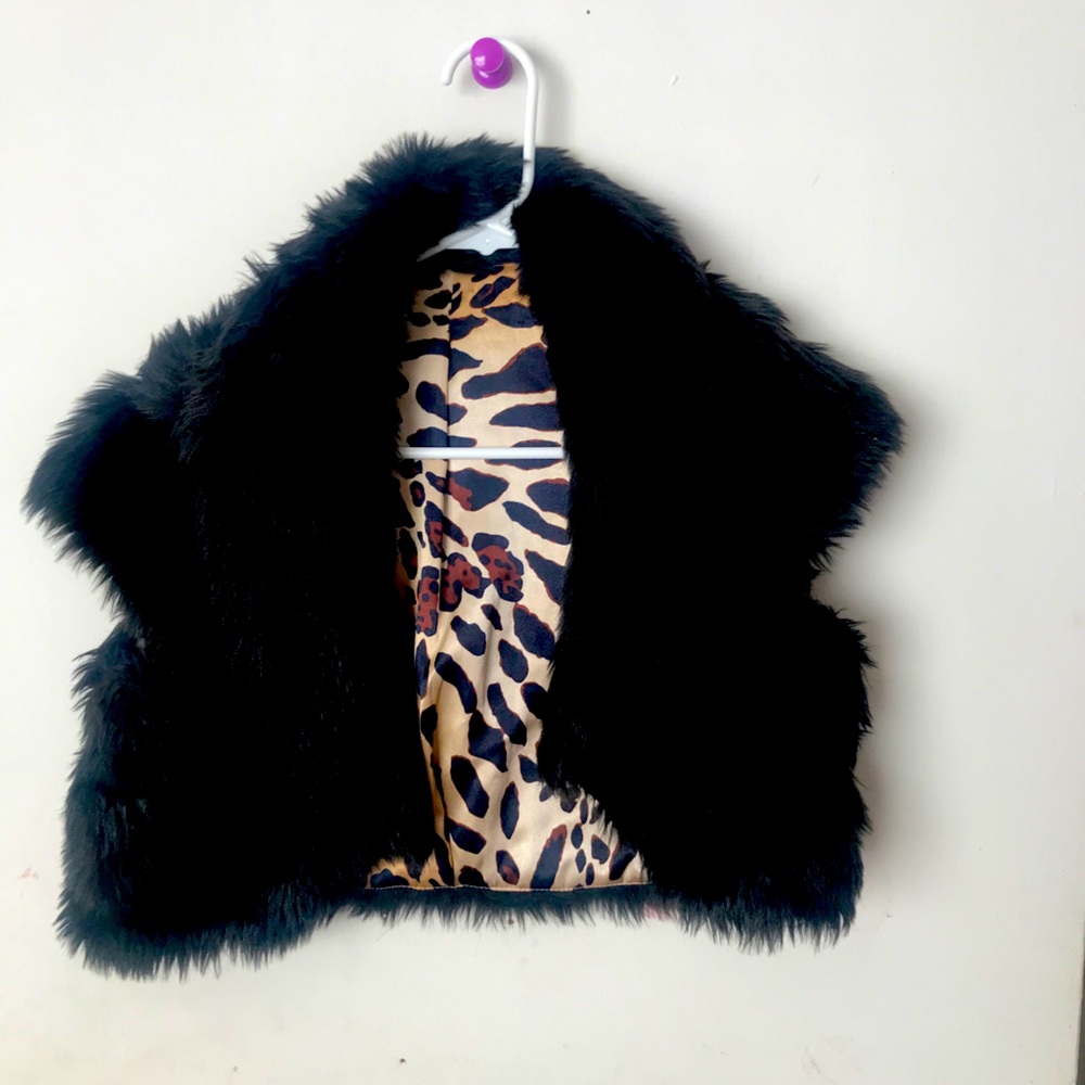 Black faux fur vest coat